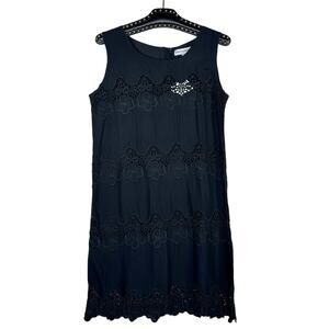 Gretchen Scott Designs Black Floral Lace Sleeveless Shift Dress Small NWT
